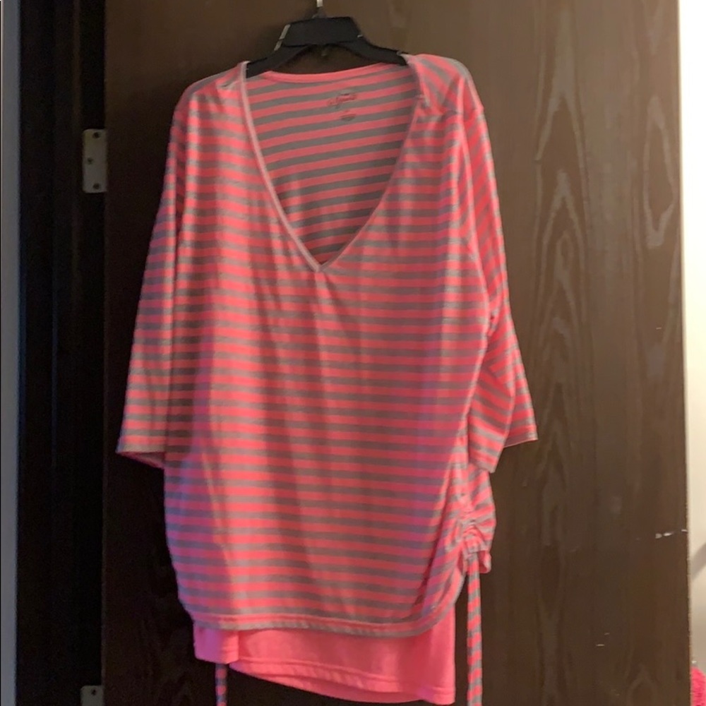 Women’s pink and silver striped shirt